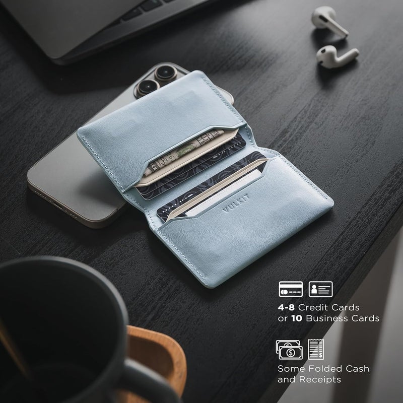 VULKIT حامل بطاقات رفيع بسيط مع حماية RFID من الجلد، محفظة بطاقات ائتمان لجيب أمامي مع إغلاق مغناطيسي - Image 3